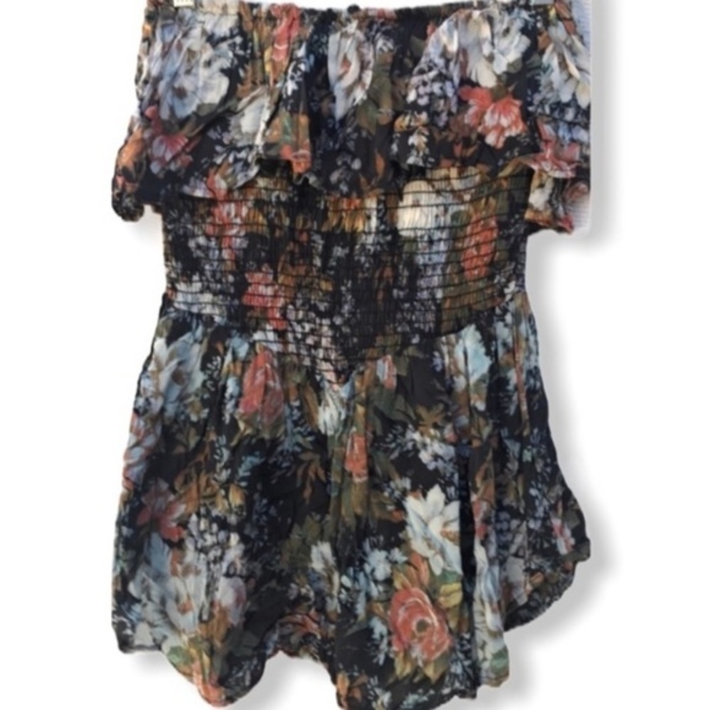 Blue Life Floral Strapless Shorts‎ Romper